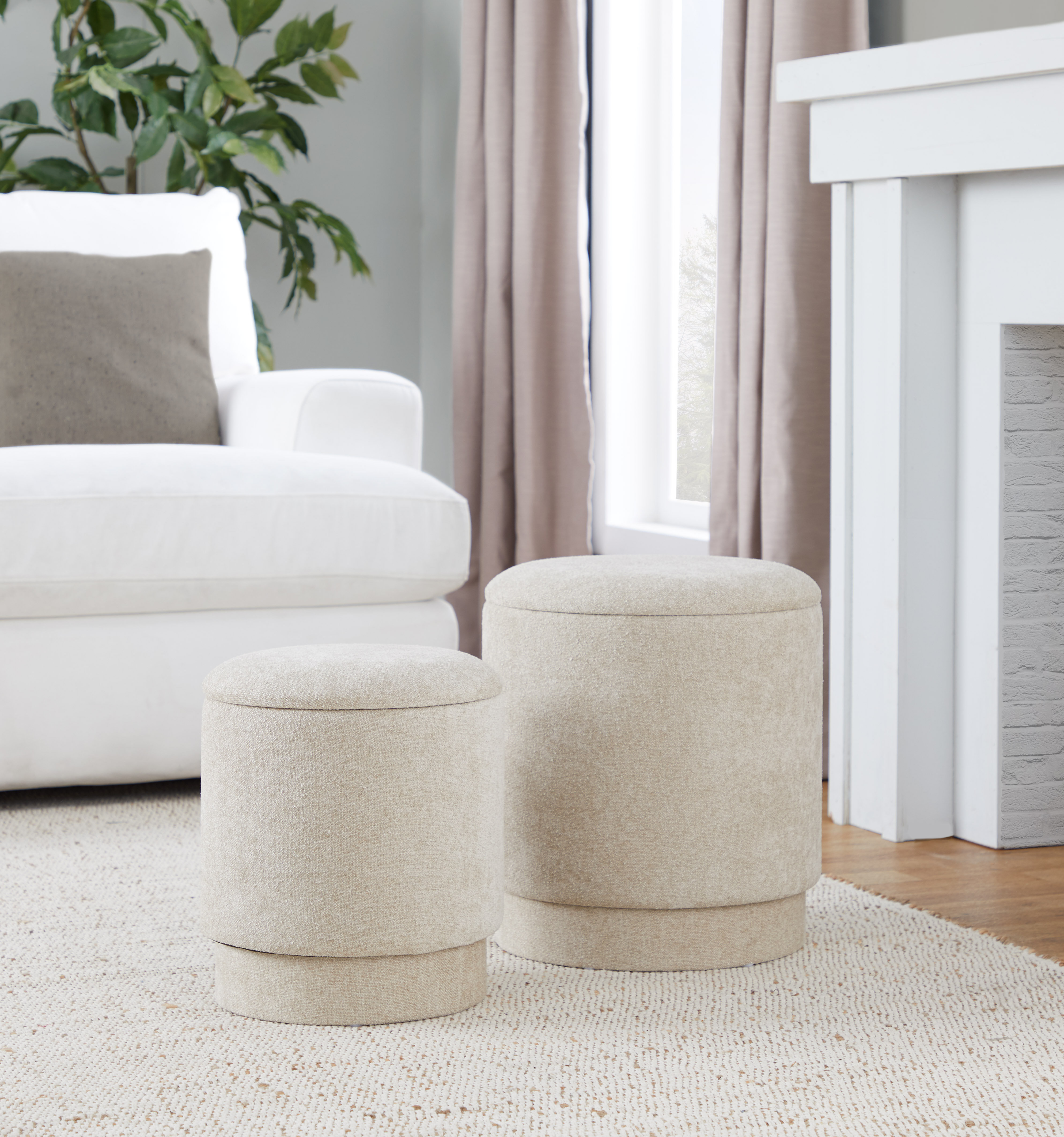Carlesia Upholstered Ottoman Set of 2 Wade Logan Body Fabric Gray Polyester Blend